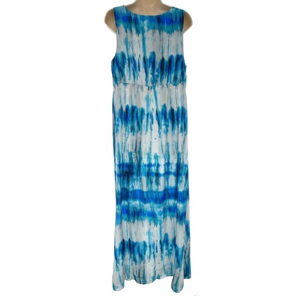 Size 16 XL 1X NWT BEADED NECKLINE EMPIRE MAXI DRESS Summer Vacation PLUS SIZE - Picture 4 of 6